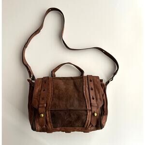 Olivia Harris Joy Gryson Crossbody Messenger Distressed Brown Leather Bag Purse
